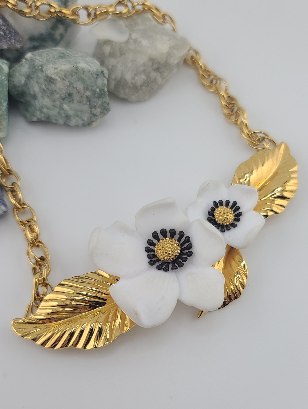 Vintage 1984 Louis Feraud Paris Blossoms of Spring Dogwood Floral Necklace Rare!